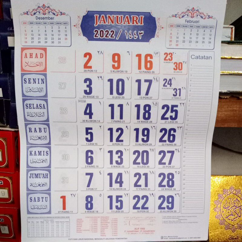KALENDER DINDING 2022 ANGKA BESAR PASARAN JAWA, MENARA