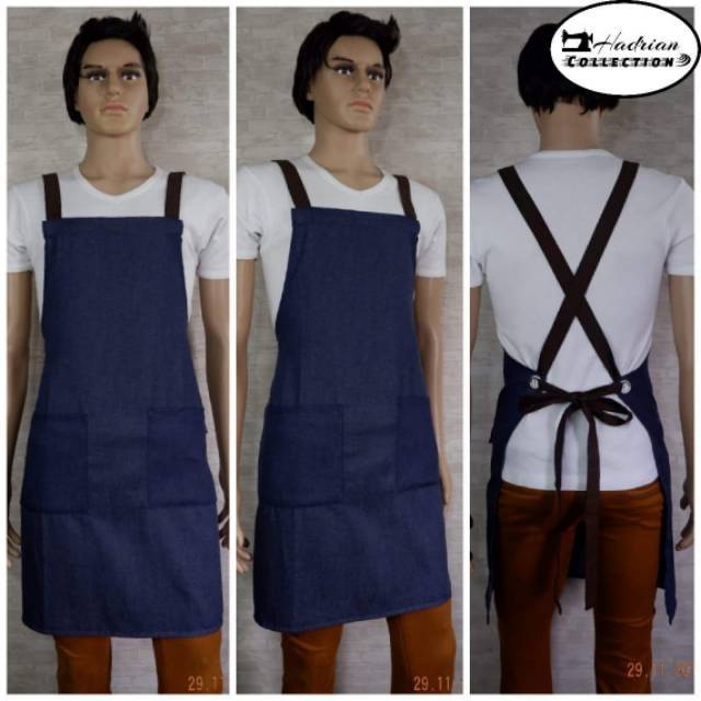 Celemek apron denim Best quality premium strap crossback ,celemek pria dan wanita Celemek murah.