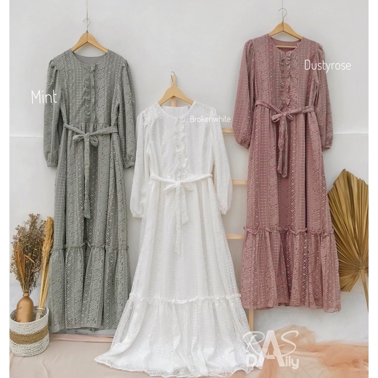 adiba dress brokat brukat putih