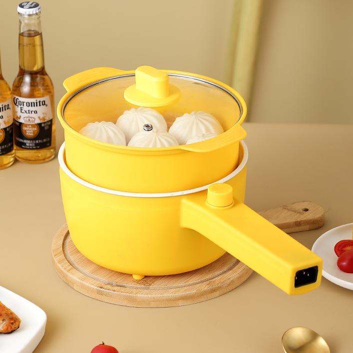 ☻ Abeni Panci Listrik Mendidih Listrik Multifungsi 18cm Panci elektrik Lapisan ganda Panci anti leng