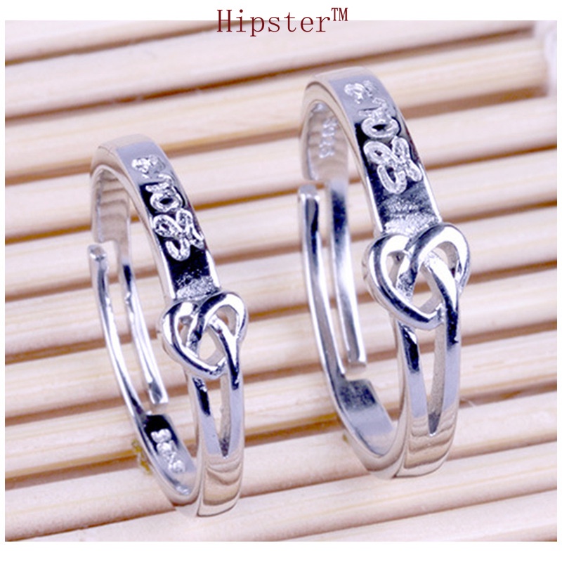 Hot Sale Personalized 925 Silver Heart-Shaped Adjustable Couple Ring