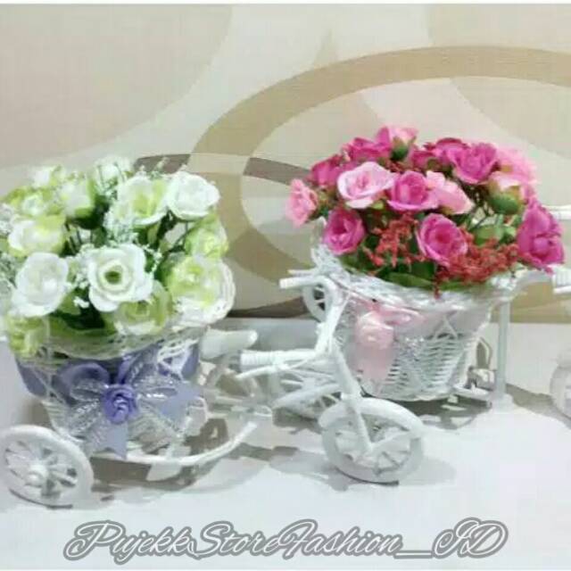 Hiasan bunga plastik vas sepeda home dekor