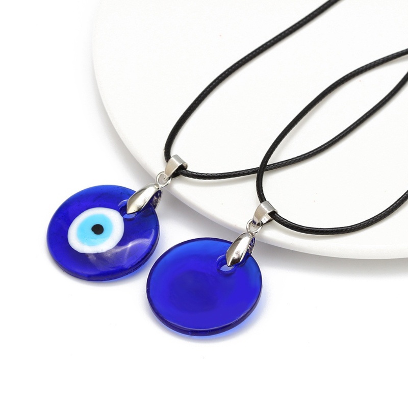 Siy Kalung Tali Kulit Liontin Evil Eye Biru Turki Bahan Resin Untuk Priawanita