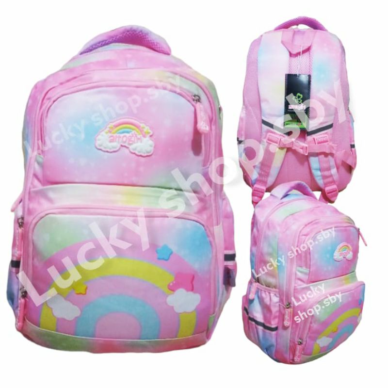 Tas Ransel Wanita Sekolah SD-SMP Alto Original Motif Pelangi