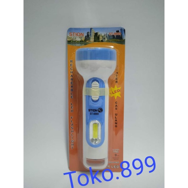 SENTER TANGAN STION 8889(3W) 2in1 SENTER LED CAS ULANG