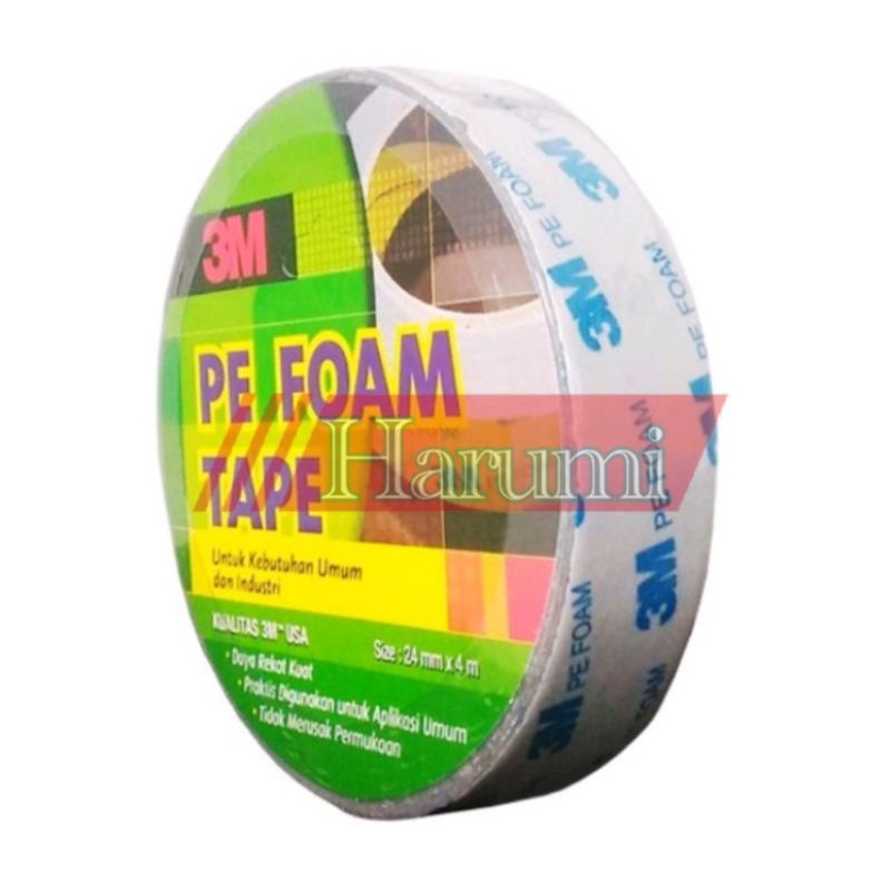 DOUBLE TAPE 3M PE FOAM ORIGINAL lebar 24mm panjang 4meter tebal 1mm