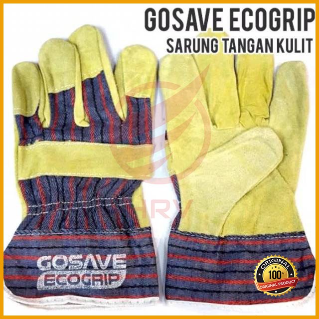 Sarung Tangan Kombinasi ECOGRIP GOSAVE  Safety Kerja Las Kulit