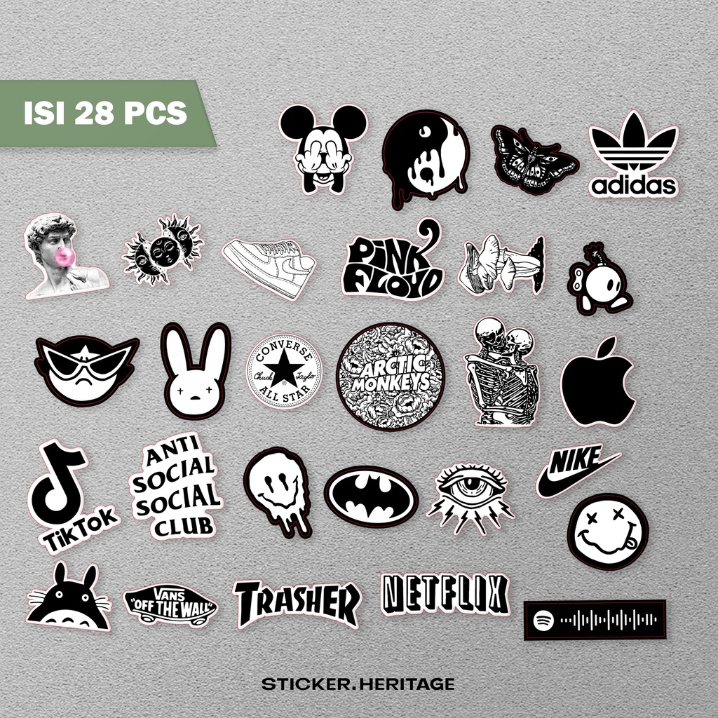 Stiker Aesthetic BLACK &amp; WHITE STIKER TUMBLER HP | STIKER LAPTOP stiker estetik stiker pack sticker