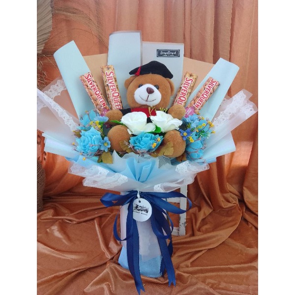 Buket bunga boneka coklat