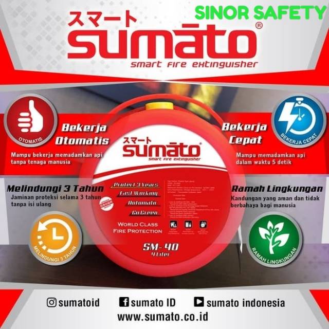 ORIGINAL SUMATO 4 Liter SM-40 Alat Pemadam Api Otomatis Tabung APAR