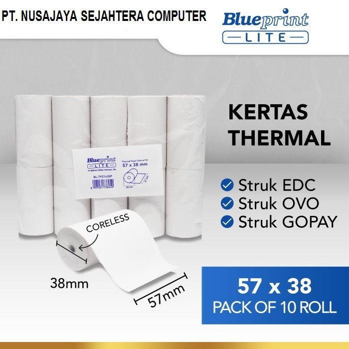 

KERTAS THERMAL STRUK EDC BLUEPRINT LITE 57x38, 57x38os - 1 Roll