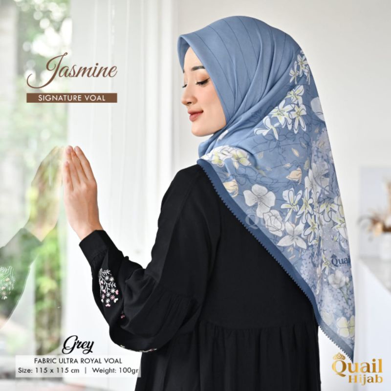 Jilbab Segiempat Motif Voal Premium Jasmine