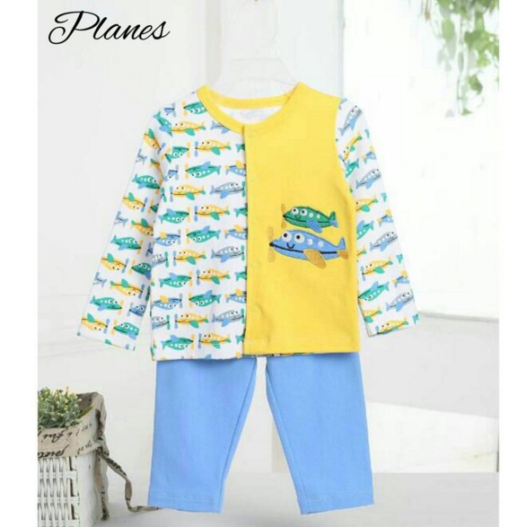 BABY LONG PAJAMAS SET/ SETELAN BAJU PIYAMA BAYI - PLANES Kode: 3106-2