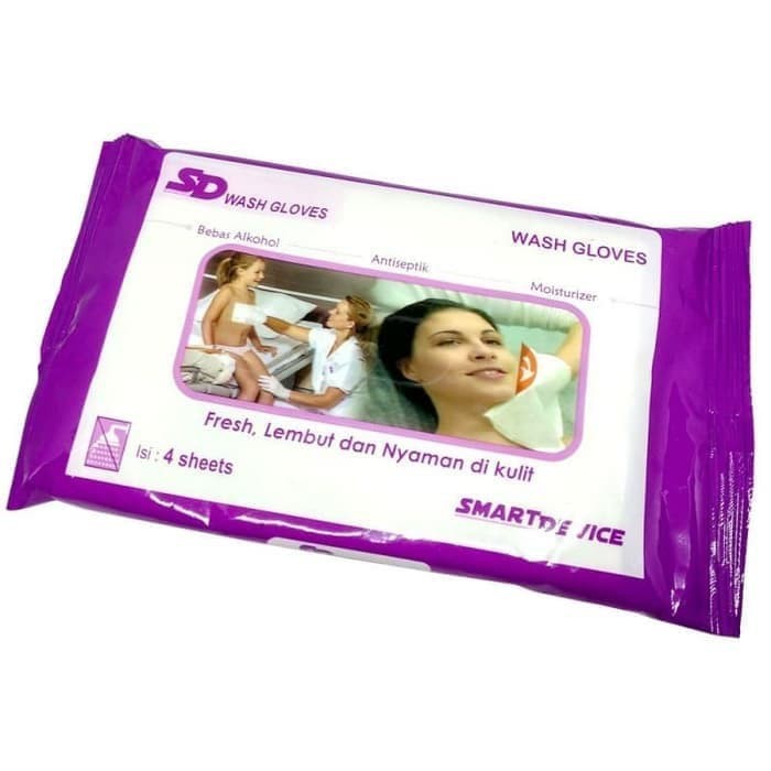 SD wash gloves tissue basah sarung tangan waslap wash glove isi 4