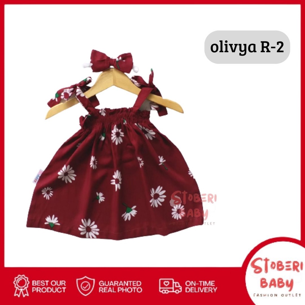 PUNCAK 3.3 stoberi baby - BBB DRESS OLIVYA dress anak perempuan bayi motif bunga lucu free headband