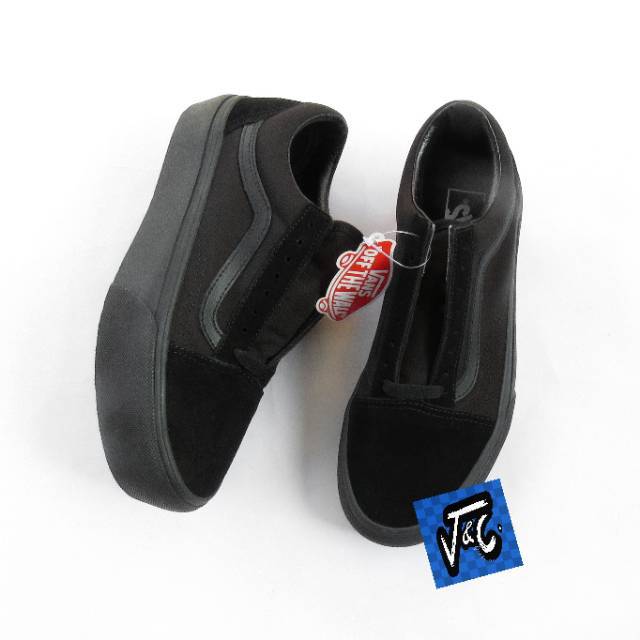 Sepatu Vans Old Skool Oldskool Platform Full Black Murah