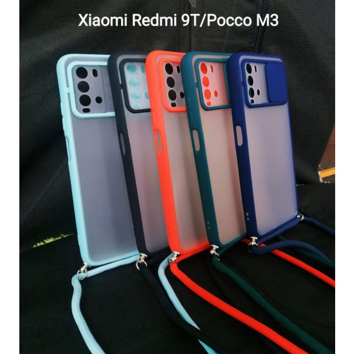 Case Sliding plus tali/Case kamera bisa digeser Xiaomi Redmi 9T/Pocco M3