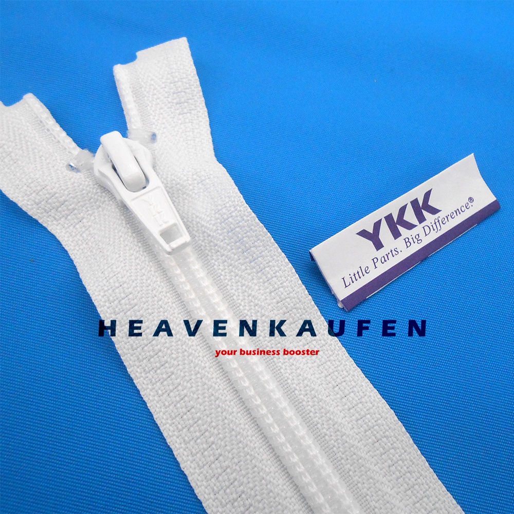 Resleting Zipper YKK Type Gigi Coil Gigi Halus 60 cm / 24 inch Warna Putih Open End Buka Lepas