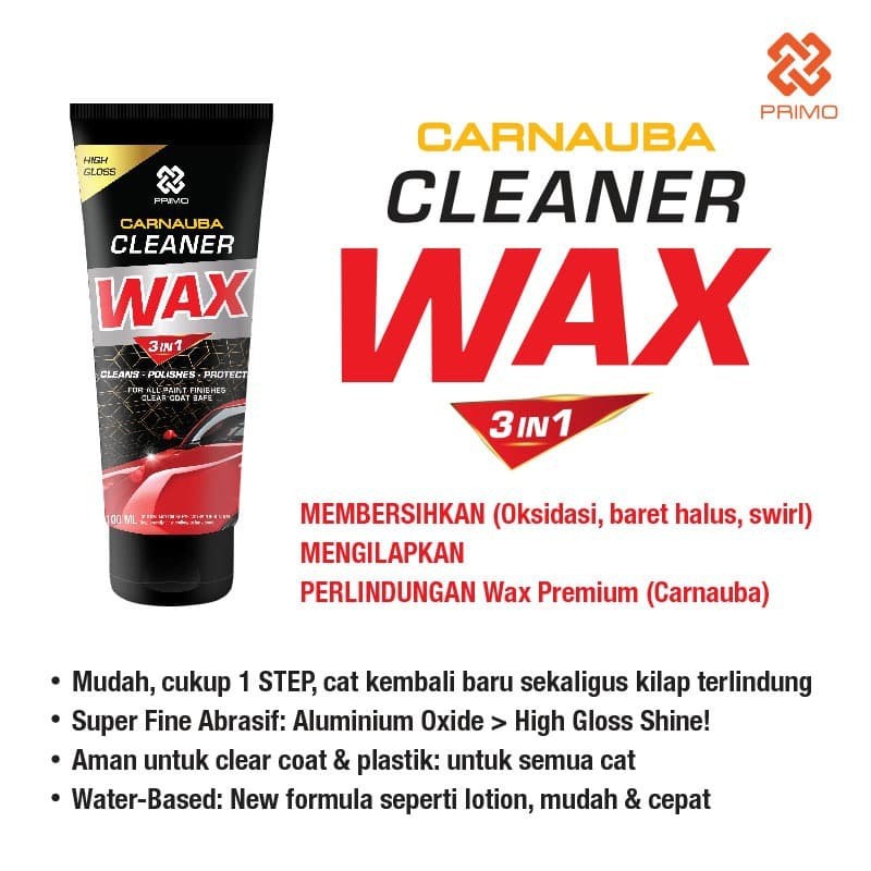 Obat Poles Mobil Motor PRIMO Carnauba Cleaner Wax 100 ml - Cleaner Wax