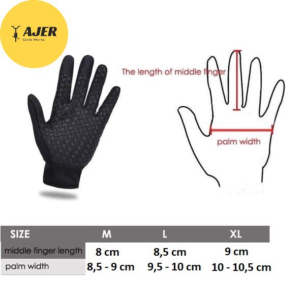 Sarung Tangan motor/sepeda Touch Screen Windproof Waterproof tebal anti air angin riding gloves