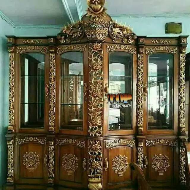 bufet pajangan shima 2,5 meter,top,mebel jepara,furniture