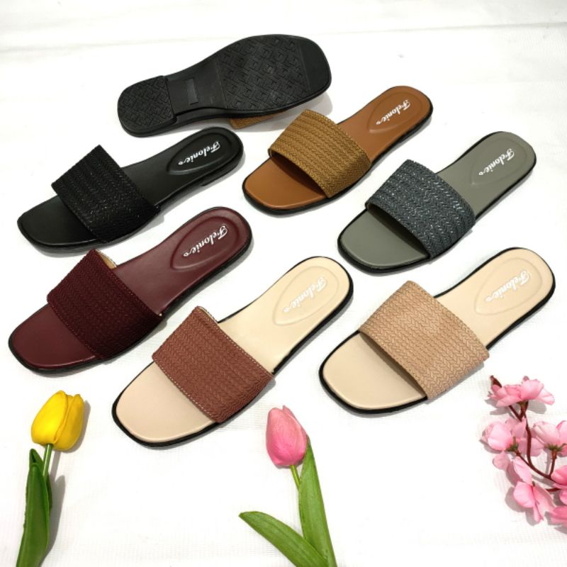 sandal wanita murah Felonie WB Selop Rajut halus Import terbaru turki