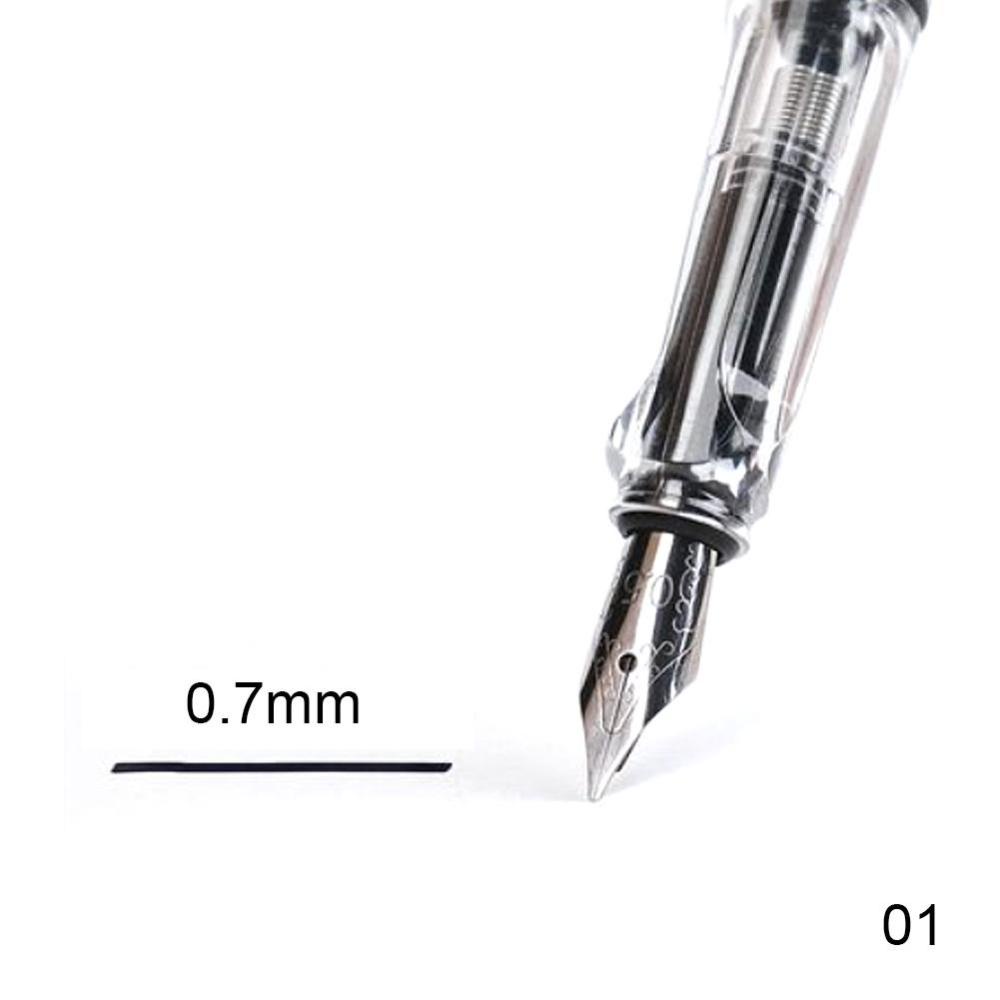 Timekey Pen Fountain Transparan 6 Nibs 0.7 / 1.1 / 1.5 / 1.9 / 2.5 / 2.9mm Untuk Stationery Sekolah / Kantor J6L8L