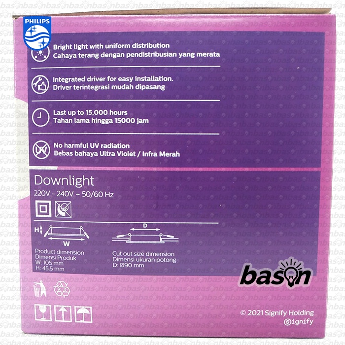 PHILIPS Meson 59447 Multipack 5W 3.5 inch D90 - isi 3 buah LED Downlight