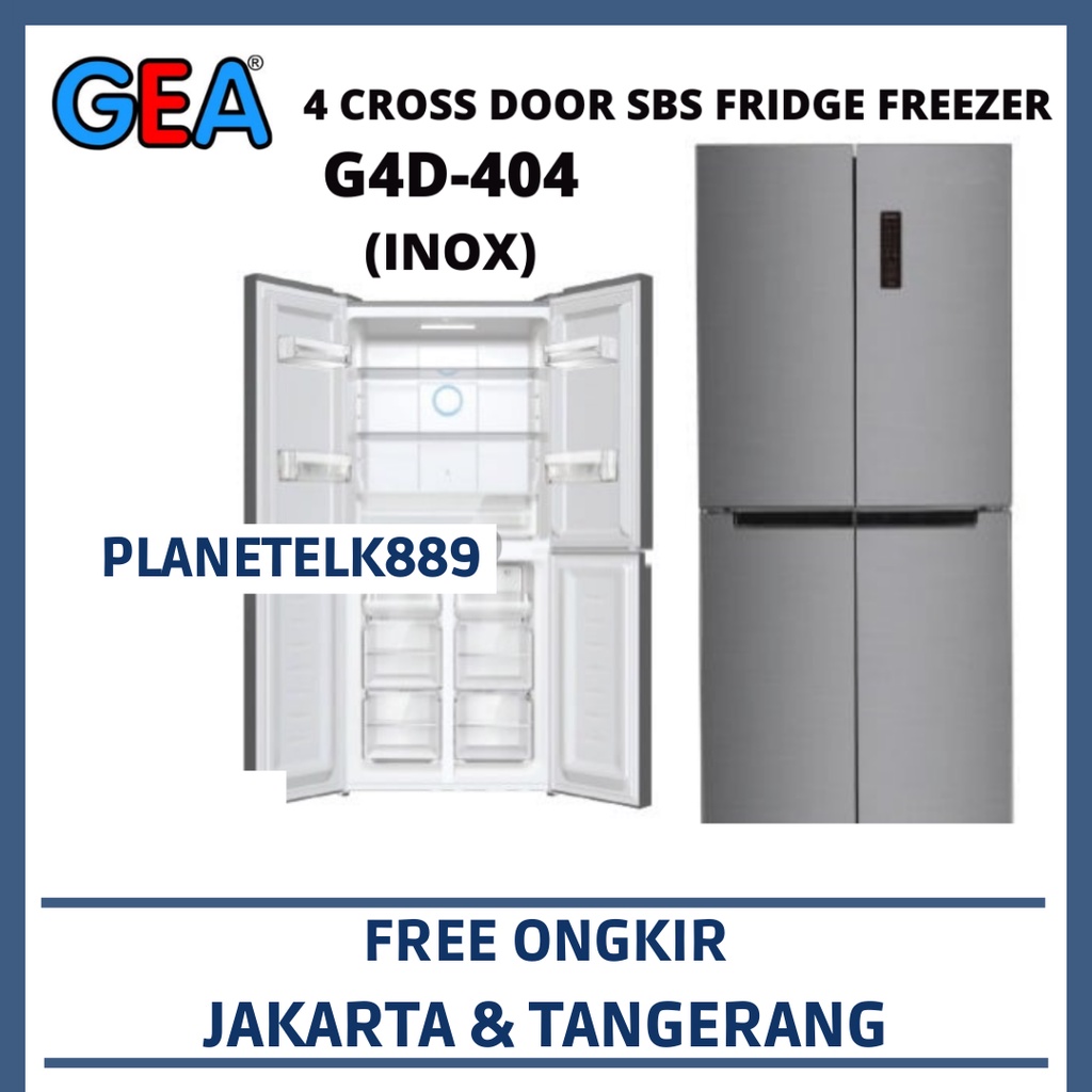 GEA G4D-404(INOX) KULKAS SIDE BY SIDE 4 PINTU INVERTER 404L