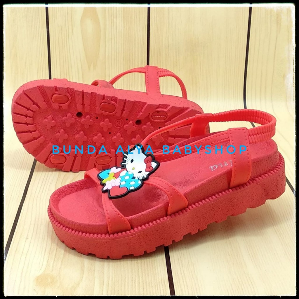 Sandal Anak Perempuan Jelly Usia 4 5 6 7 Tahun MERAH - Sandal Anak Cewek Heels Tali Size 28 - 35 Karet Anti Licin