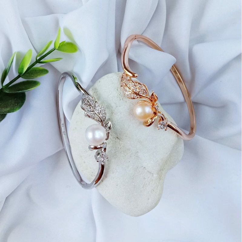 Gelang Mutiara Lombok Gelang bangle rhodium Mutiara tawar