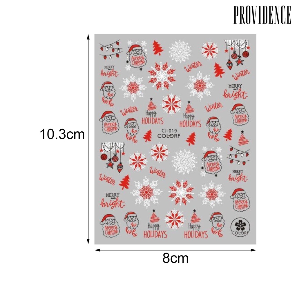 Providence Nail Sticker Christmas Patterns DIY Ultra Thin Holographic Christmas Nail Snowflake Sliders for Manicure