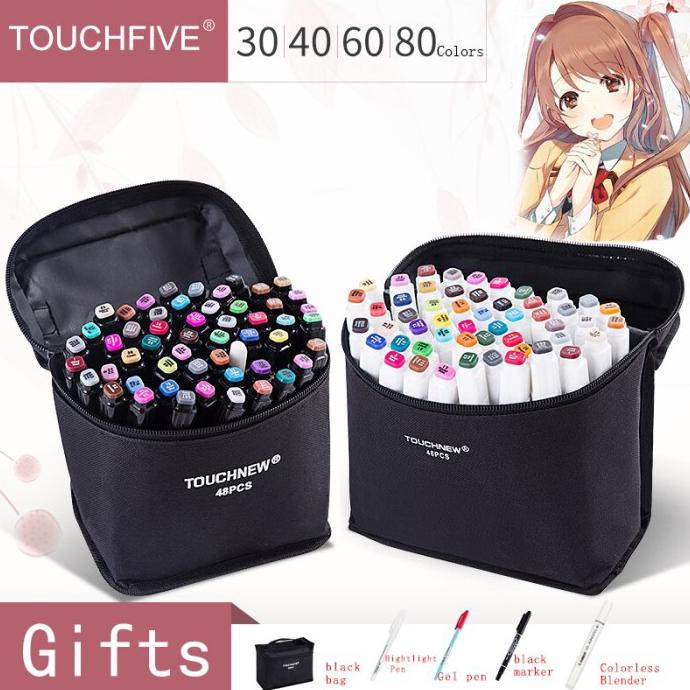 

TOUCHFIVE MARKER 80 COLOR / TWIN MARKER BRUSH PEN ART COPIC 80 WARNA - HITAM