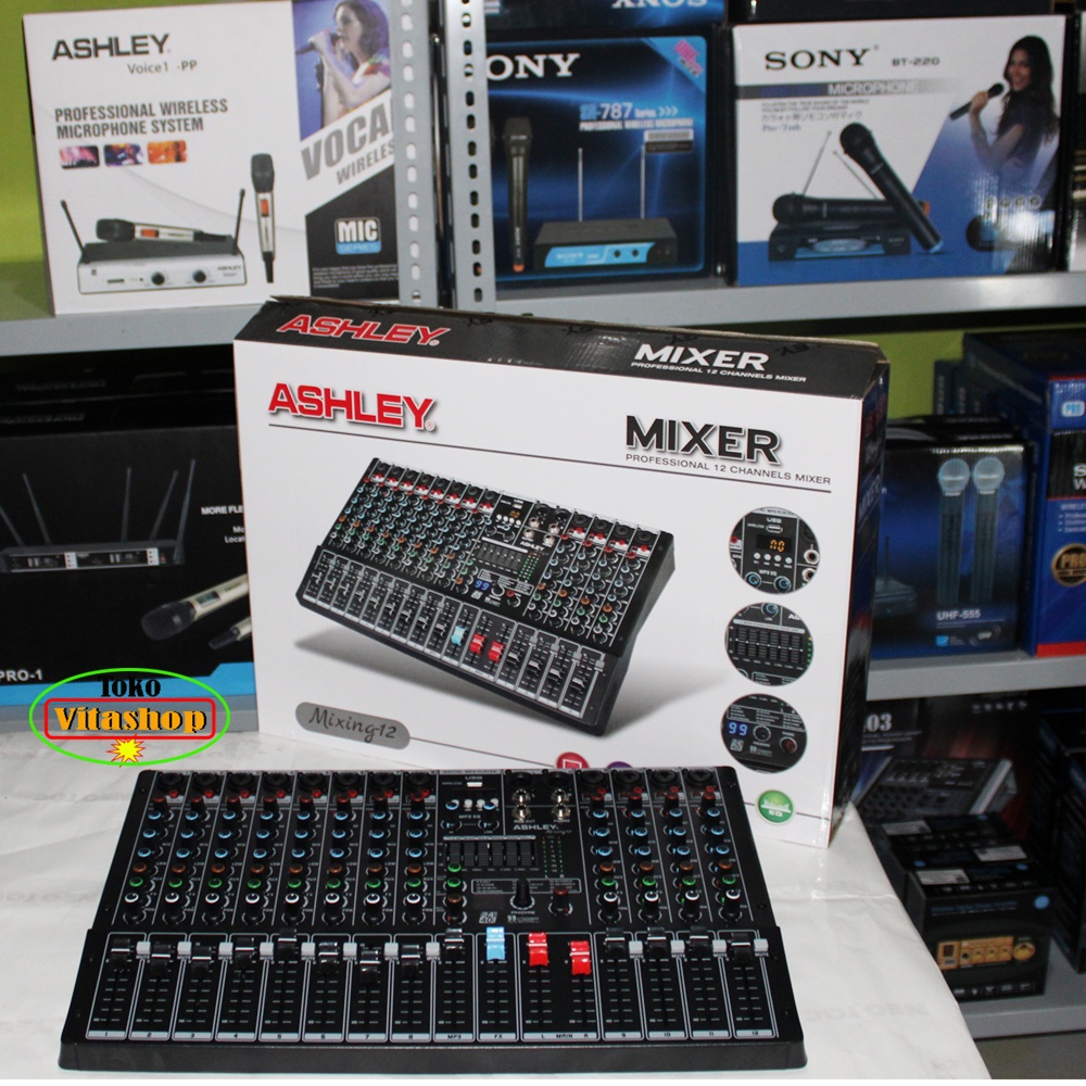 MIXER ASHLEY 12 CHANEL MIXING-12 SUPPORT SOUND CARD USB,MP3,BLUETOOTH