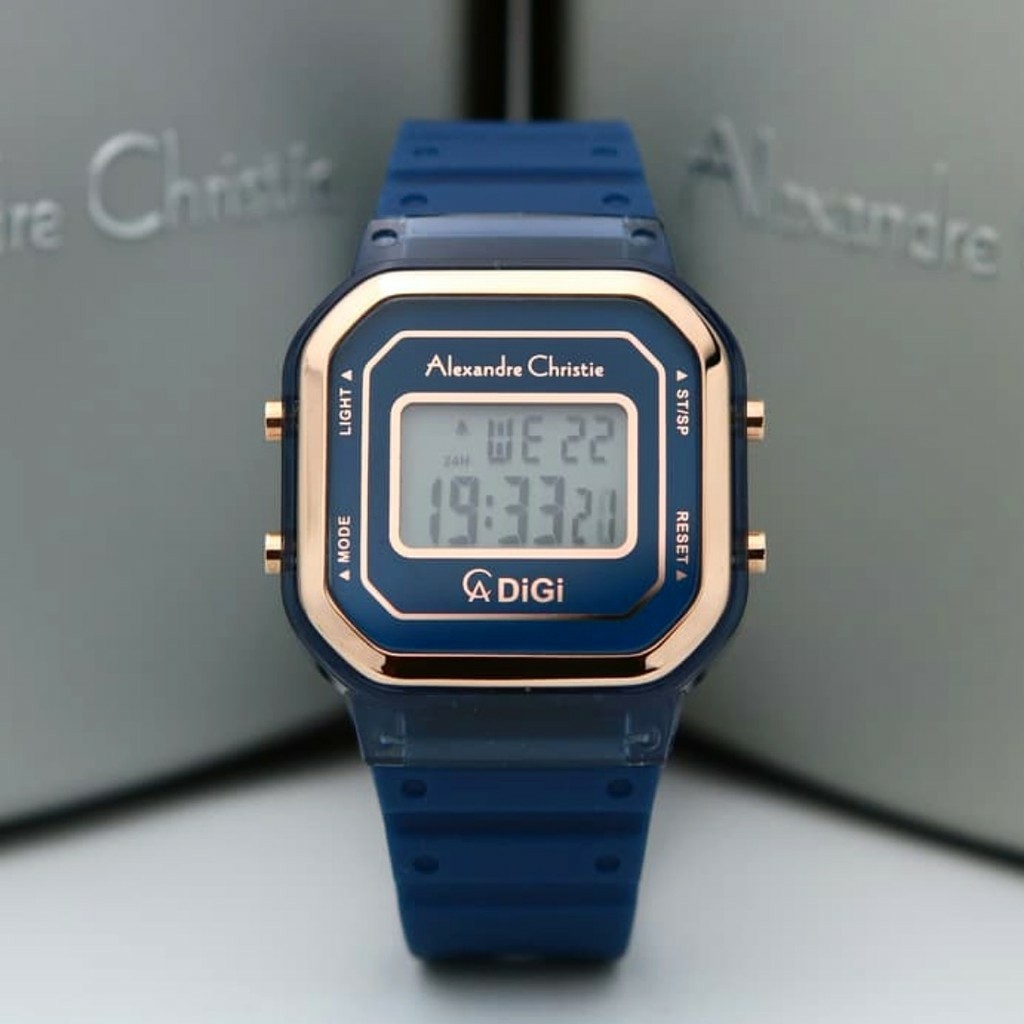 AC Alexandre Christie  ac 9331 jam tangan wanita tali karet  biru