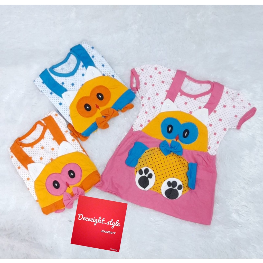 DC JUMPER BAYI PEREMPUAN KARAKTER OWL/OVERALL BAYI PEREMPUAN/BAJU JUMPER BAYI PEREMPUAN/DRESS BAYI P