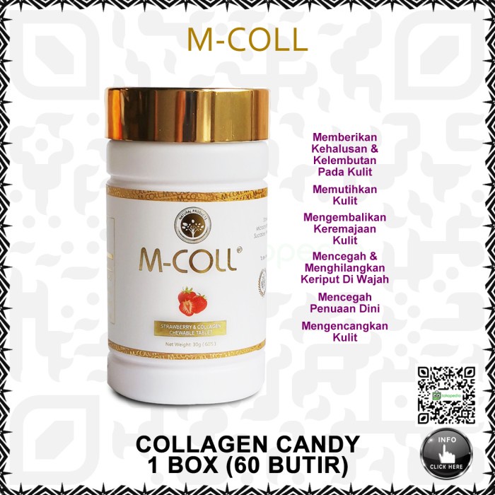 SALE M-COLL MCOLL COLLAGEN CHEWABLE CANDY NATURAL HERBAL BEAUTY 60 BUTIR