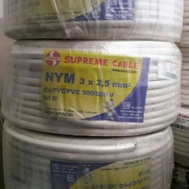 NYM 3x2.5mm 3x2.5mm SUPREME 50 Meter Kabel Listrik Tunggal 50 Meteran