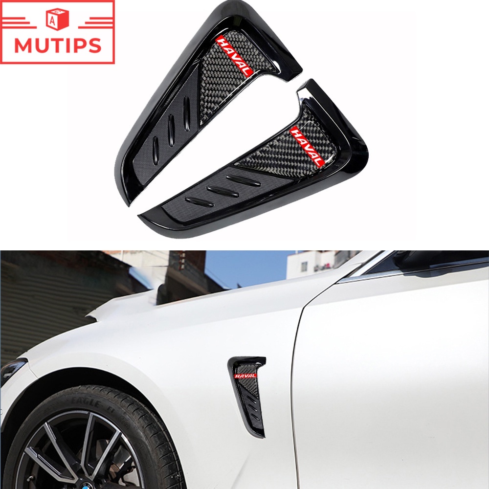 Haval 2Pcs Stiker Carbon Fiber Bentuk Hiu Untuk Fender Samping Mobil H6 Jolion H2 H2s H1 2021 2022 H5 M4 H9