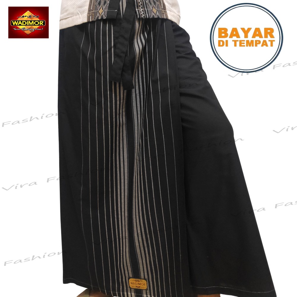 Wadimor Sarung Tenun Polos Hitam BERGARIS ORIGINAL