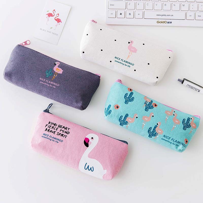 

INDORETAIL | 1 Pcs Kawaii London Flamingo Kanvas Pensil Kasus Sekolah Kantor Perlengkapan
