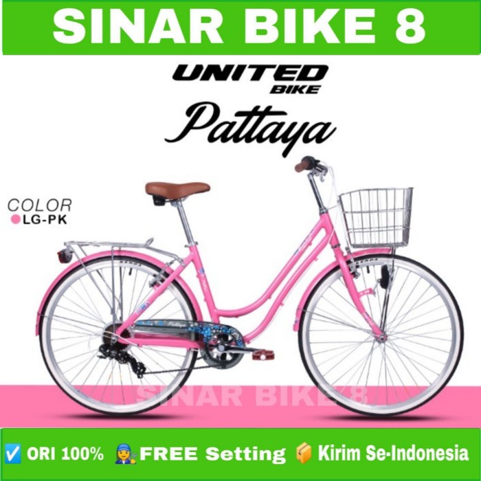 Sepeda Mini Keranjang Dewasa UNITED PATTAYA Ukuran 26 Inch Alloy 7 Speed