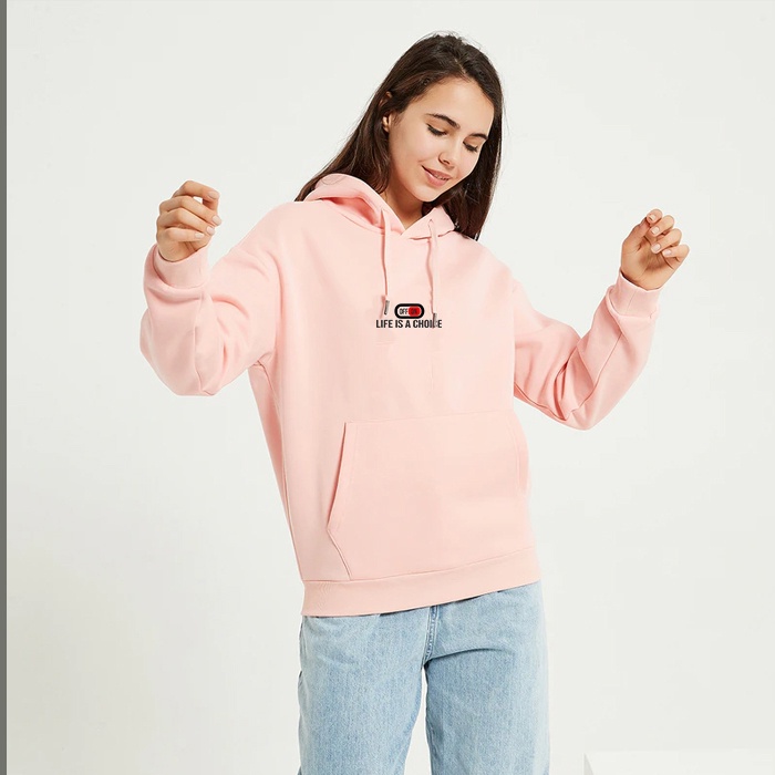 Jaket Wanita  Hoodie Sweater Baby Pink On Off sweater big size M L XL XXL XXXL XXXXL XXXXXL