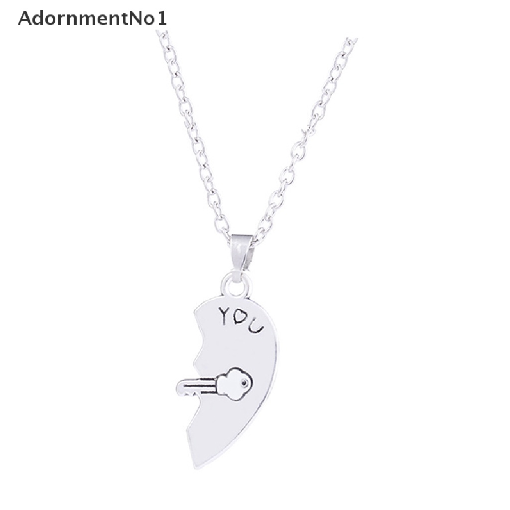 (AdornmentNo1) 2pcs / Set Kalung Tali Dengan Liontin Hati Untuk Pasangan / Pria / Wanita