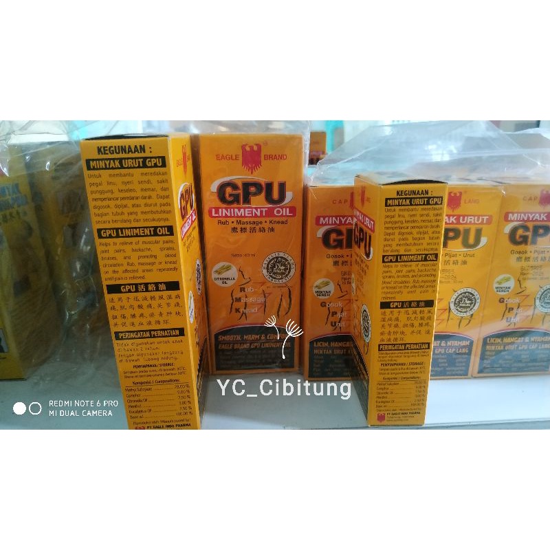 GPU minyak urut Sereh 60 ml 30 ml caplang gosok pijat urut licin hangat nyaman liniment oil