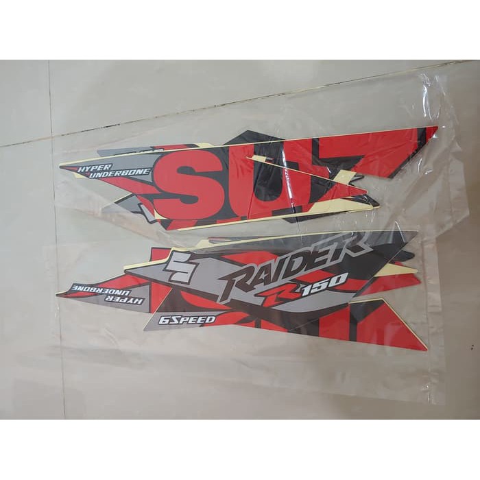 Stiker Bodi &amp; Lis Body &amp; Striping Raider R150 2018 Thailand Hitam