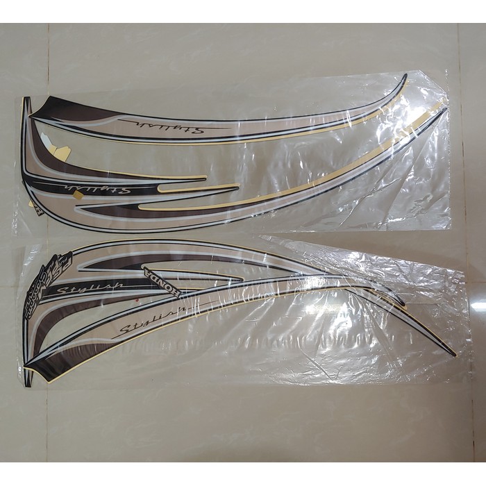 Striker Motor ORI&KW / Stiker Bodi & Lis Body & Striping Scoopy 2014 Stylish Hitam Gold