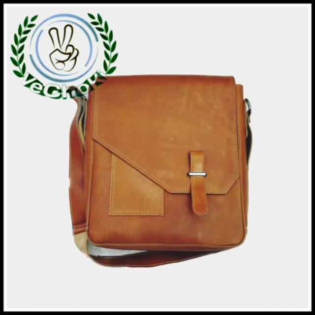 Tas Selempang Pria Full Kulit Sapi Asli - Polos