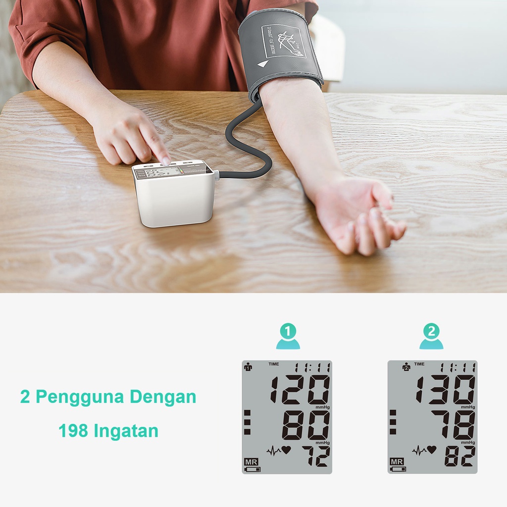 ITS Tensi darah digital otomatis akurat Gaya Lengan Sepenuhnya Otomatis Sphygmomanometer Monitor Tekanan Darah Tampilan LED besar  Sepenuhnya otomatis  alat tensi darah digital akurat lengkap ori