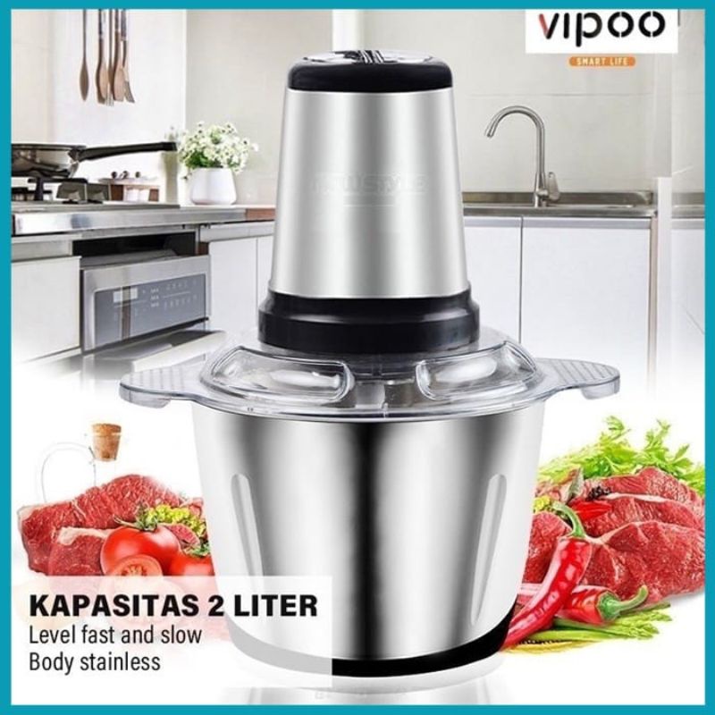 Food Chopper Vipoo V-6005 Stainless 2L // Blender Juicer Multifungsi